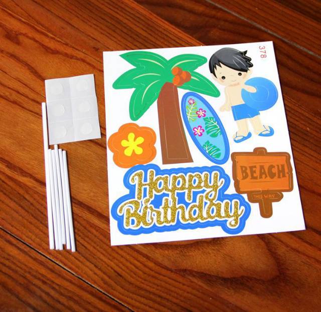 Cake Topper Happy Birthday Beach Boy / Beach Girl