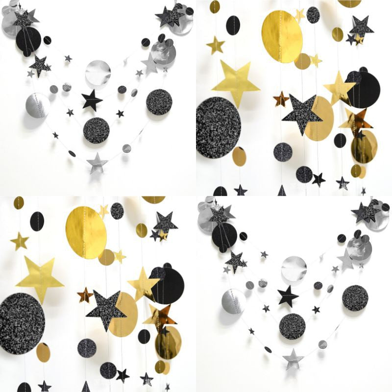 Star mix Round 2 warna Party Garland Metalik 4 meter