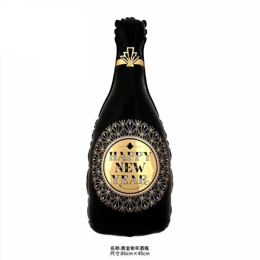 Balon Foil Bottle Happy New Year / Botol Tahun Baru Jumbo Size 86 cm