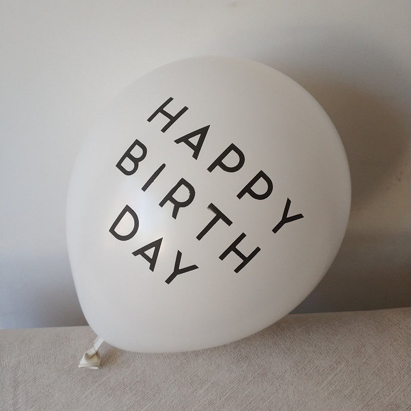 10 pcs Balon Latex / Lateks Print Happy Birthday & To You Warna Putih Size 12 inch