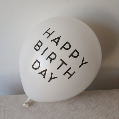 10 pcs Balon Latex / Lateks Print Happy Birthday & To You Warna Putih Size 12 inch