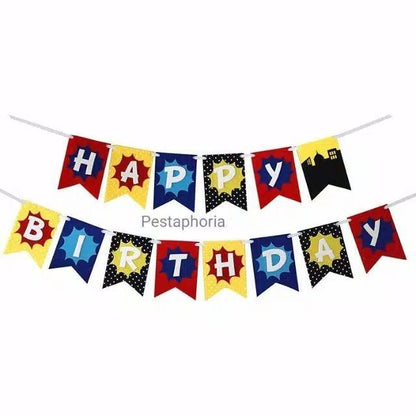Bunting Flag / Banner Happy Birthday HBD Super Hero