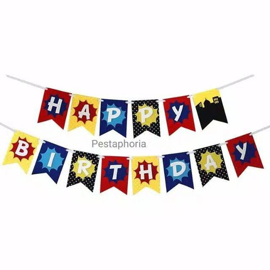 Bunting Flag / Banner Happy Birthday HBD Super Hero