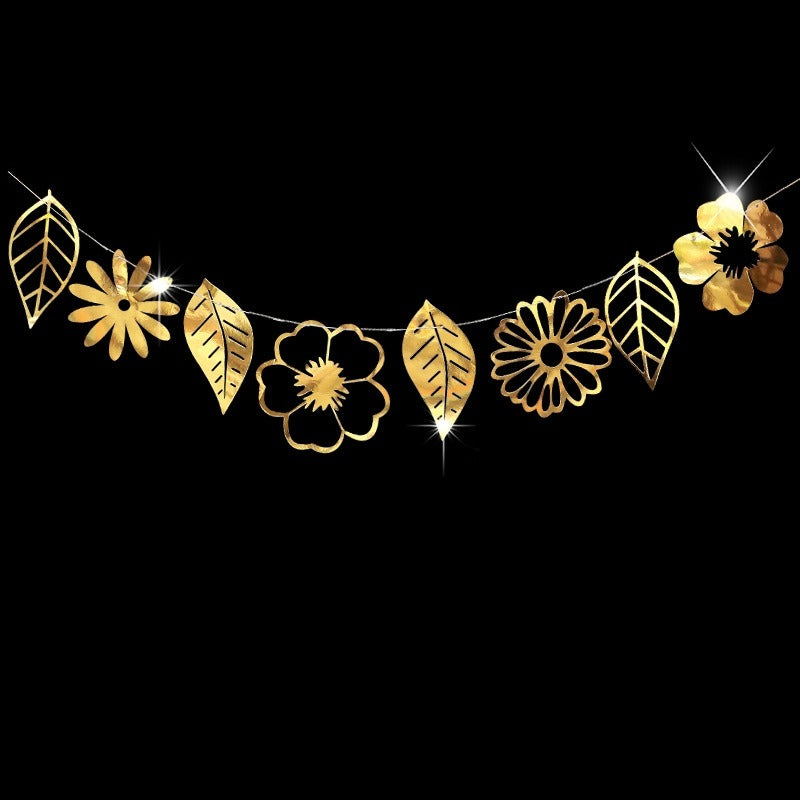 Banner Hollow Flowers Leaves