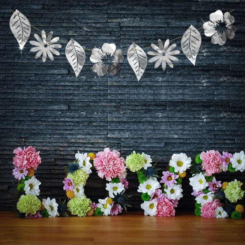 Banner Hollow Flowers Leaves