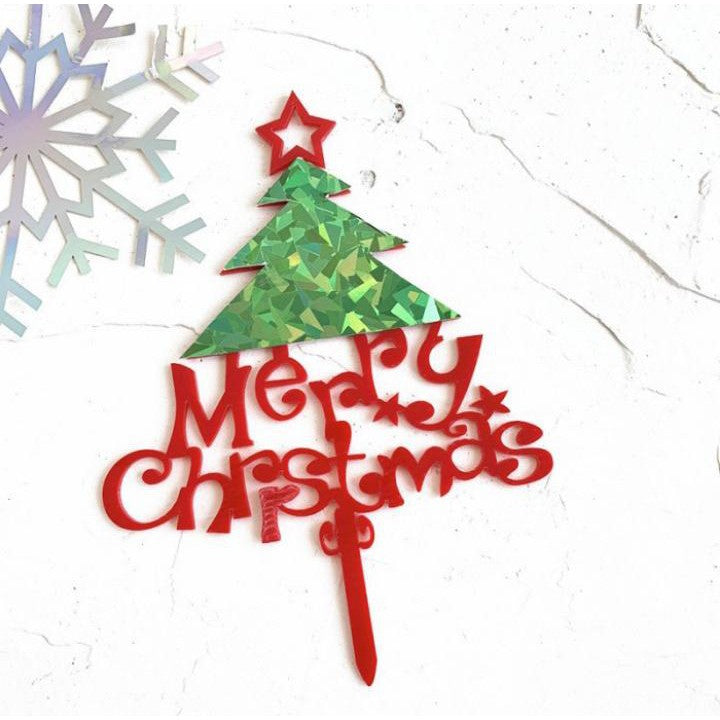 Cake Topper Acrylic / Topper Kue Akrilik Natal / Merry Christmas Tree