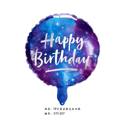 Balon Foil Bulat HBD Happy Birthday Galaxy Size 45 cm