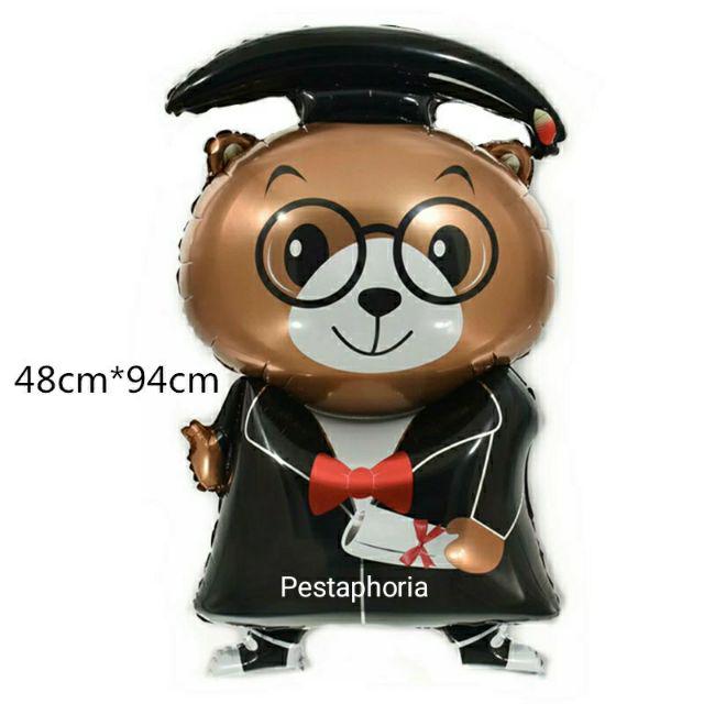 Balon Foil Wisuda/ Graduation Beruang / Brown Bear / Monkey Jumbo Size 92 cm