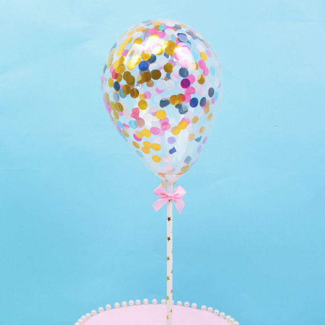 Cake Topper Balon Latex 5 inch isi Confetti u/ Hiasan Kue