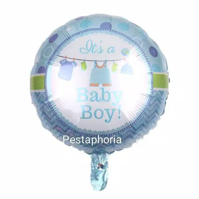 Balon Foil Bulat Clothes It's A Baby Girl  / It's A Baby Boy Size 45 cm