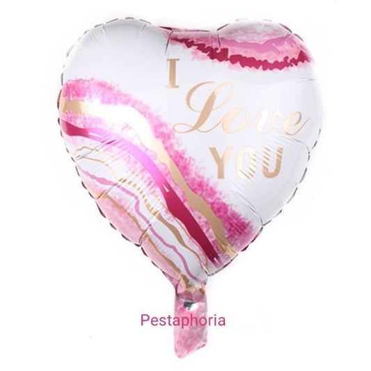 Balon Foil Hati / Love Marble Tulisan I Love You Size 45 cm