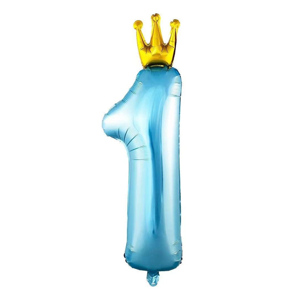 Balon Foil Angka 1 Crown Jumbo Size 90 cm