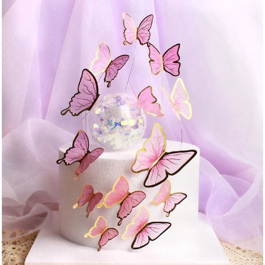 11 pcs DIY Birthday Decoration Butterfly Cake Topper / Hiasan Kue Ulang Tahun Kupu-Kupu
