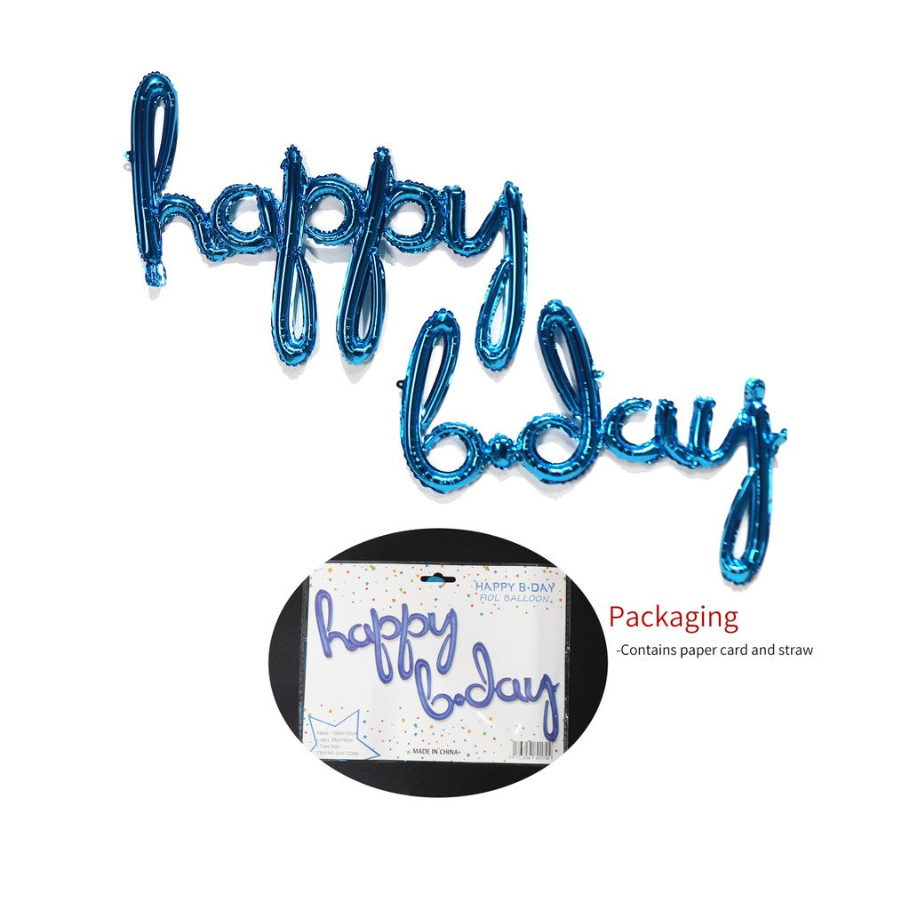 Balon Foil happy bday Set Latin Kecil Warna Gold, Silver, Rose Gold, Biru Tua,Pink Tua