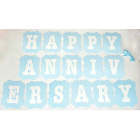 Bunting Flag / Banner Happy Anniversary Warna Biru / Blue