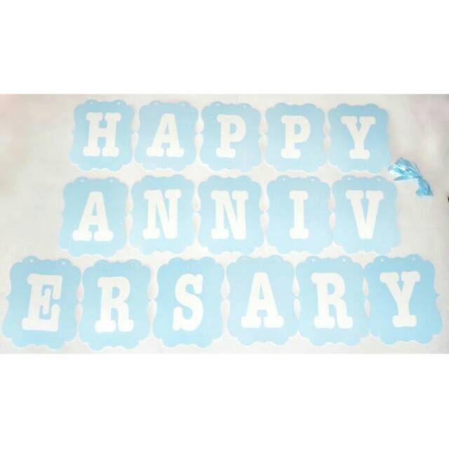 Bunting Flag / Banner Happy Anniversary Warna Biru / Blue