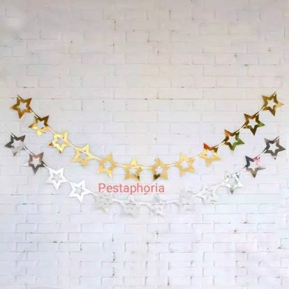 Hollow Star Party Garland Metalik