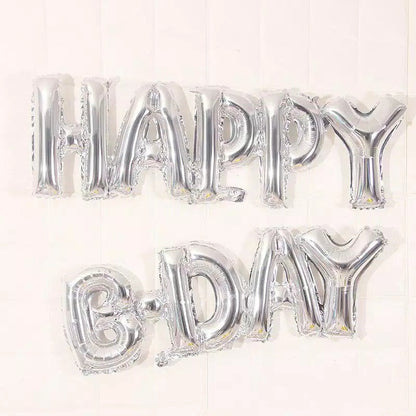 Balon Foil Happy Bday Sambung Gold / Silver