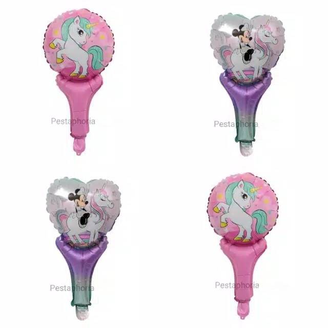 Balon Foil Pentung / Tongkat / Tenis Unicorn Bulat