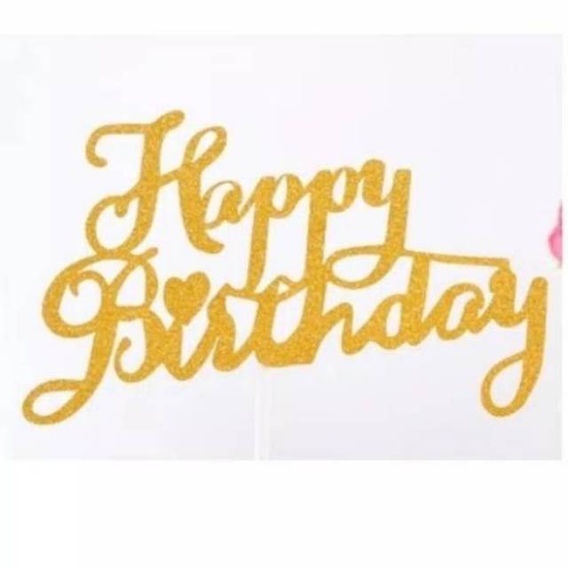 Cake Topper Happy Birthday Huruf Latin Warna Gold