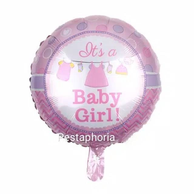 Balon Foil Bulat Clothes It's A Baby Girl  / It's A Baby Boy Size 45 cm