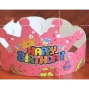 ( isi 10 pcs ) Party Hat / Topi Pesta Ulang Tahun / Ultah Motif Mahkota/Crown & Cake Lilin