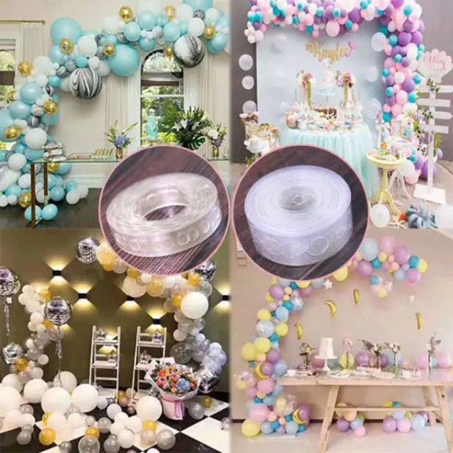 1 Roll Panjang 5 meter Ballon Chain Tape Strip u/ Dekorasi Balon