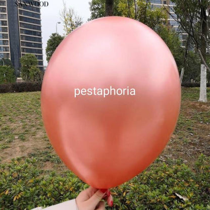 Balon Latex / Lateks Metalik 12 inch Warna Rose Gold & Coral