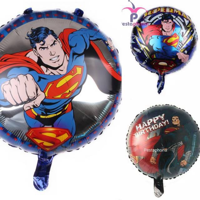 Balon Foil Bulat Superman Size 45cm