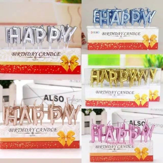 Lilin Ulang Tahun Huruf Kapital / Happy Birthday  Candle
