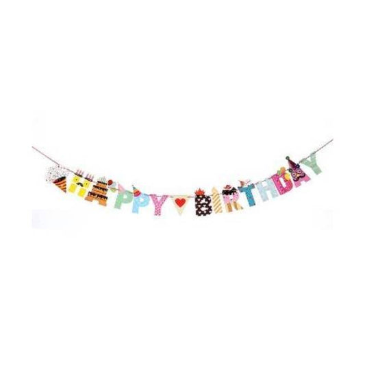 Bunting Flags / Banner Happy Birthday Motif Huruf Karakter