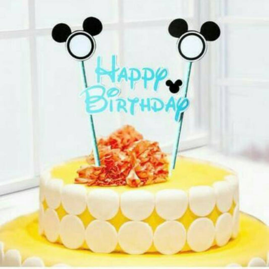 Cake Topper Happy Birthday Mickey Mouse Warna Biru