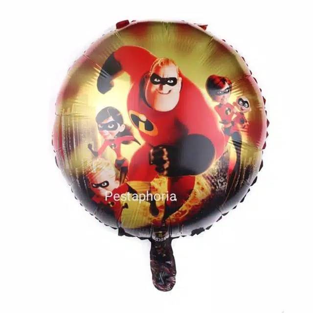 Balon Foil Bulat / Kotak Incredibles Size 45 cm