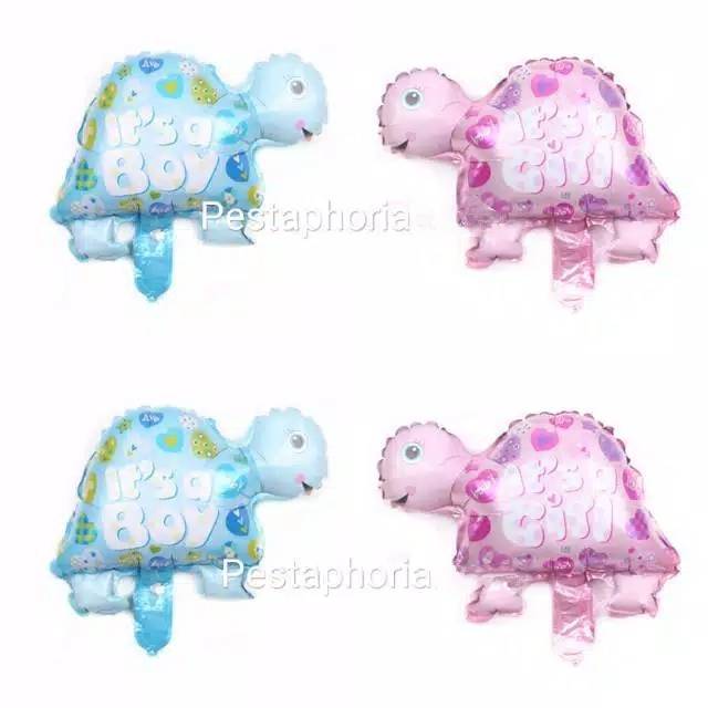 Balon Foil Turtle / Kura-kura It's A Boy,  It's A Girl Size Mini