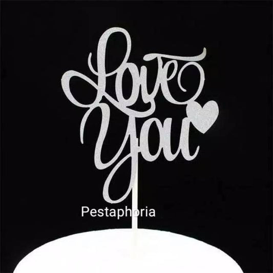 Cake Topper Love You Warna Silver