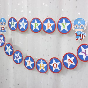 Bunting Flags / Banner Happy Birthday Star Captain America