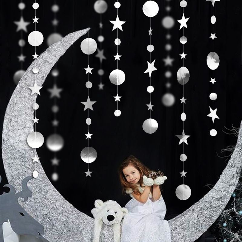 Star mix Round Party Garland Metalik 4 meter