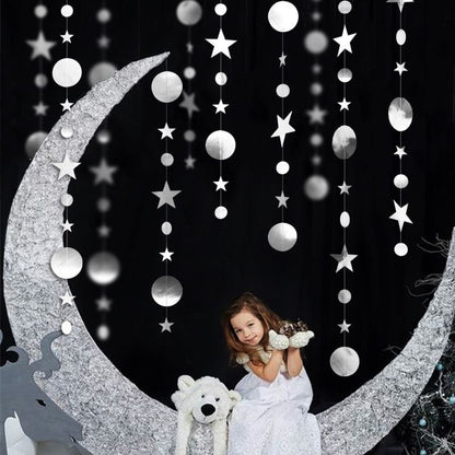 Star mix Round Party Garland Metalik 4 meter
