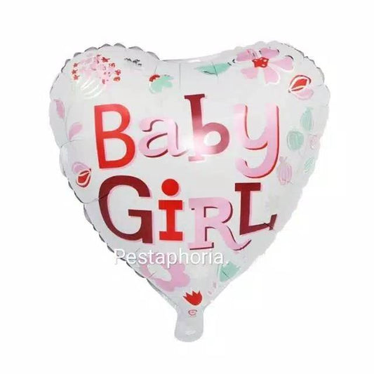 Balon Foil Hati / Love Tulisan Baby Girl Size 45 cm
