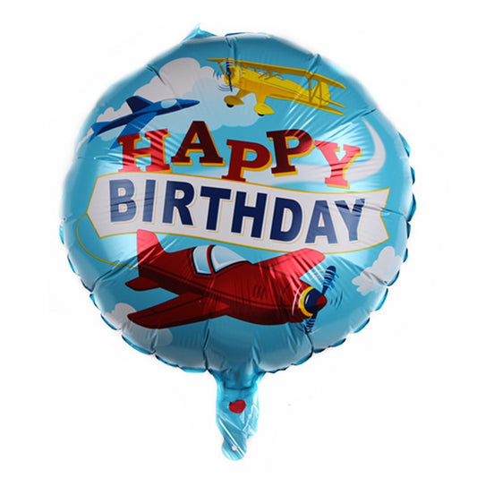 Balon Foil Bulat HBD Plane / Pesawat 45 cm