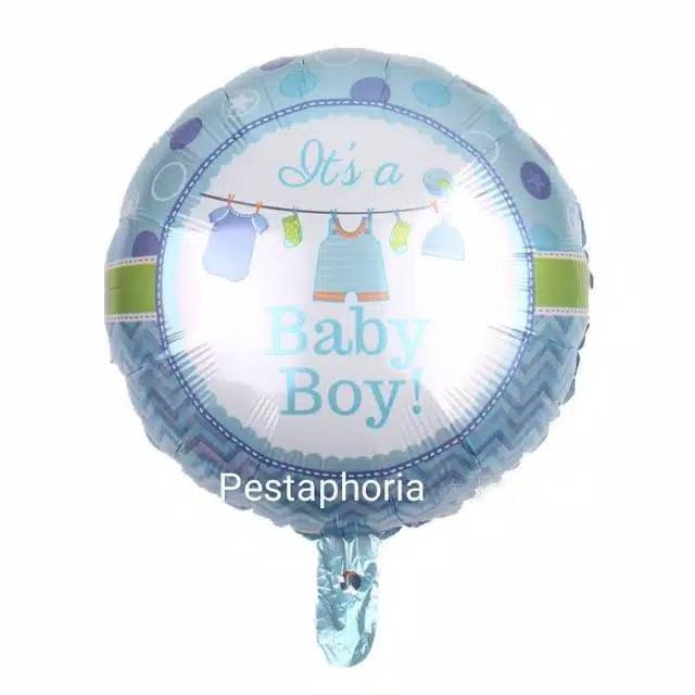 Balon Foil Bulat Clothes It's A Baby Girl  / It's A Baby Boy Size 45 cm