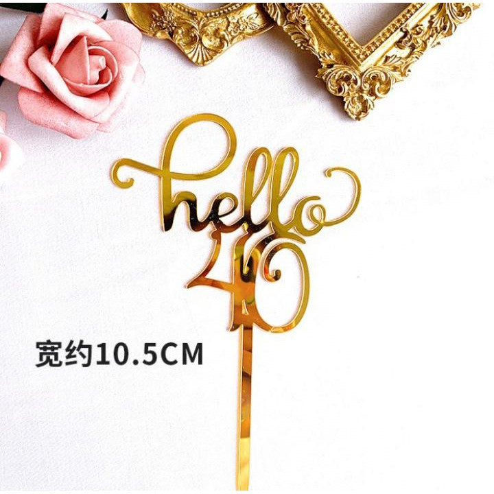 Cake Topper Acrylic HBD / Topper Kue Akrilik Happy Birthday Hello
