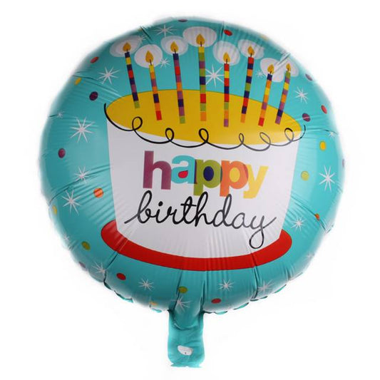Balon Foil Bulat HBD Happy Birthday Cake Lilin Tosca Size 45 cm