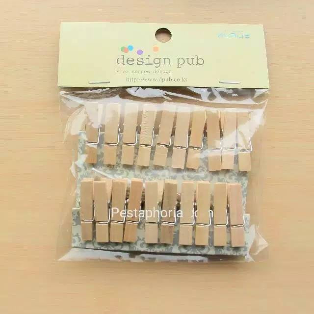 20 pcs Wooden Clip 3,5 cm +  free tali rami / Wooden Peg / Penjepit Foto Kayu / Jepitan Foto