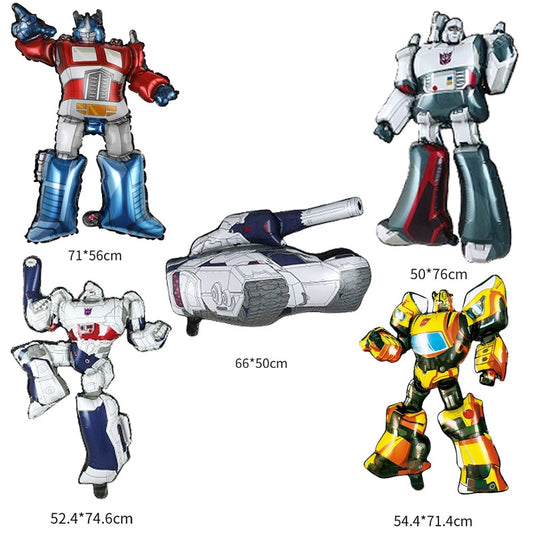 1 Set isi 5 Balon Foil Transformers Optimus Prime, Bumblebee, Megatron, Tank Size Jumbo