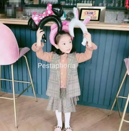 Balon Foil Bando / Headband Ballon Bentuk Kepala Hewan, Mickey, Minnie