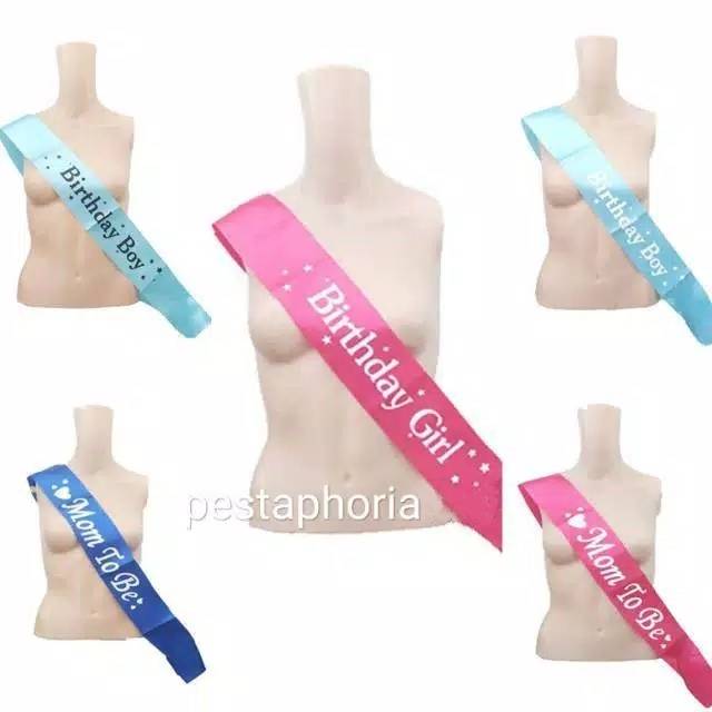 (Tidak Bisa Custom) Selempang / Sash Birthday Girl, Birthday Boy, Birthday Princess, Bride To Be, Mom To Be, I Graduated