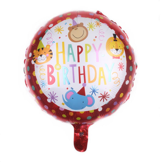 Balon Foil Bulat HBD Happy Birthday Animal Head / Kepala Hewan Size 45 cm