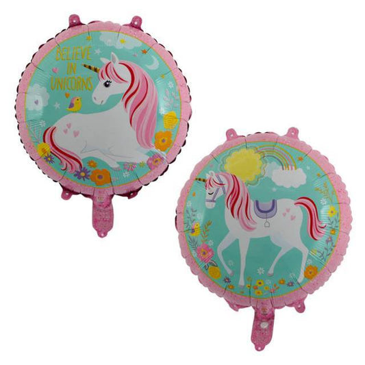 Balon Foil Unicorn Bulat Double Sided Size 45 cm