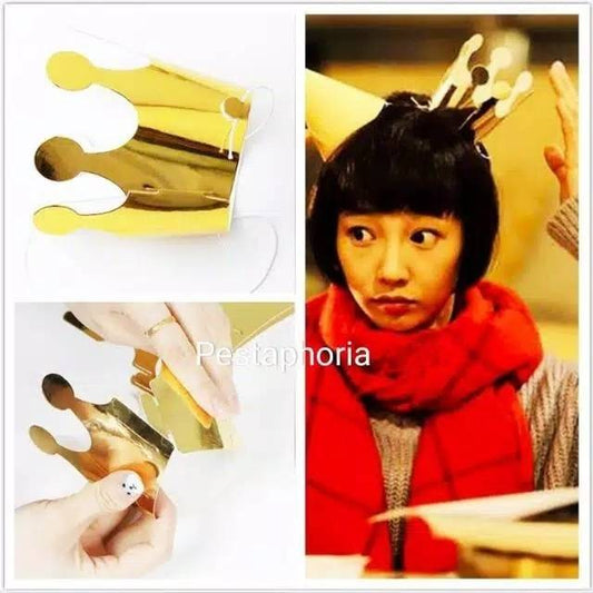 ( isi 10 pcs ) Party Hat Crown / Mahkota Metalik